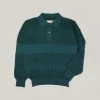 ANONYMOUS ISM MOSS STITCH POLO KNIT - GREEN
