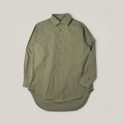 NIGEL CABOURN MAINLINE CC22 DETACHABLE COLLAR SHIRT - GREEN