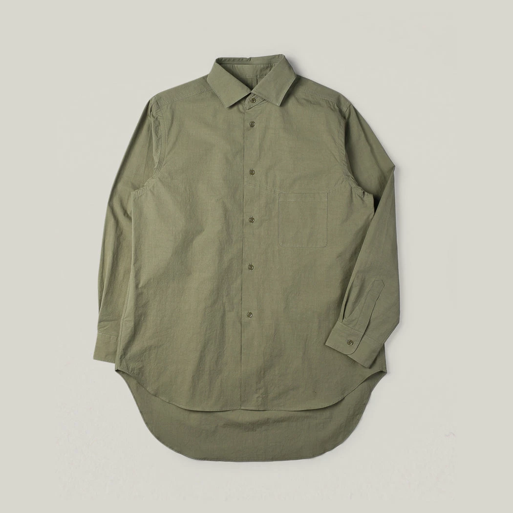 NIGEL CABOURN MAINLINE CC22 DETACHABLE COLLAR SHIRT - GREEN 3 NIGEL CABOURN MAINLINE CC22 DETACHABLE COLLAR SHIRT - GREEN