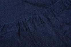 BLUE BLUE JAPAN YARN DYED "SASHIKO" ONE TUCK SHORTS - INDIGO -Pickings and Parry shop BBJ OCT22 DETAILS 96 1024x1024@2x