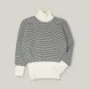 HEIMAT LADIES FINE STRIPE CREWNECK - INK/ SEASHELL