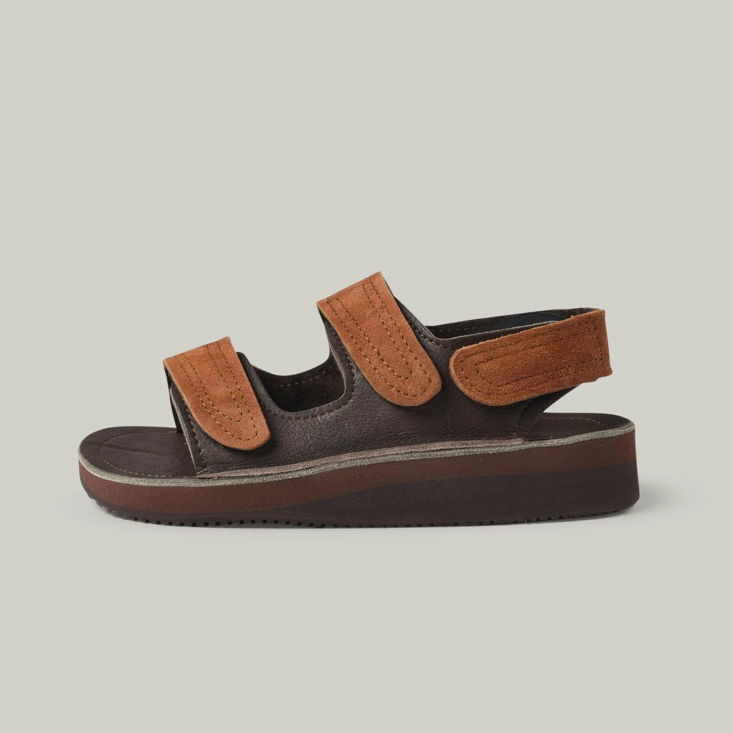MONITALY LEATHER 3 STRAP SANDAL - TOBACCO X CHOCOLATE 4 MONITALY LEATHER 3 STRAP SANDAL - TOBACCO X CHOCOLATE - Image 3