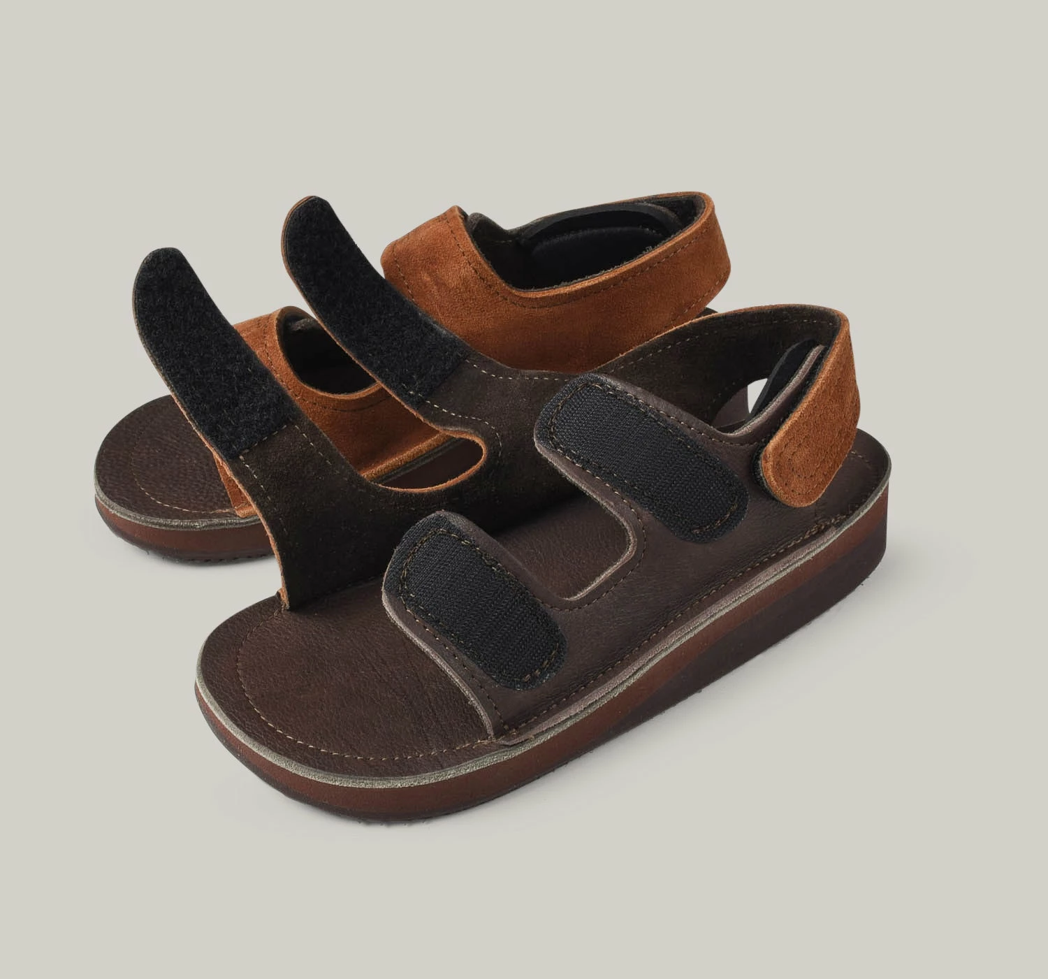 MONITALY LEATHER 3 STRAP SANDAL - TOBACCO X CHOCOLATE 6 MONITALY LEATHER 3 STRAP SANDAL - TOBACCO X CHOCOLATE - Image 5