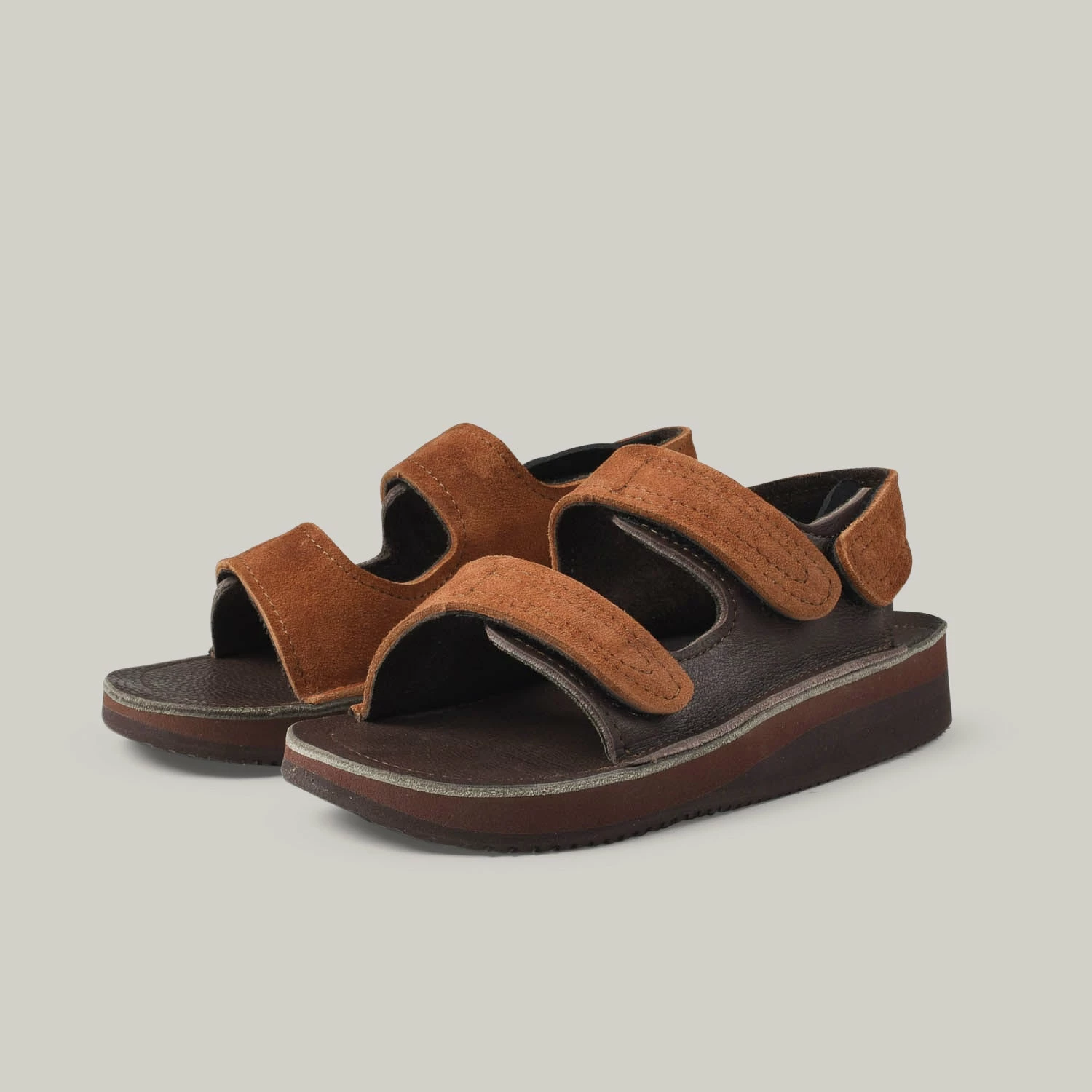 MONITALY LEATHER 3 STRAP SANDAL - TOBACCO X CHOCOLATE 2 MONITALY LEATHER 3 STRAP SANDAL - TOBACCO X CHOCOLATE
