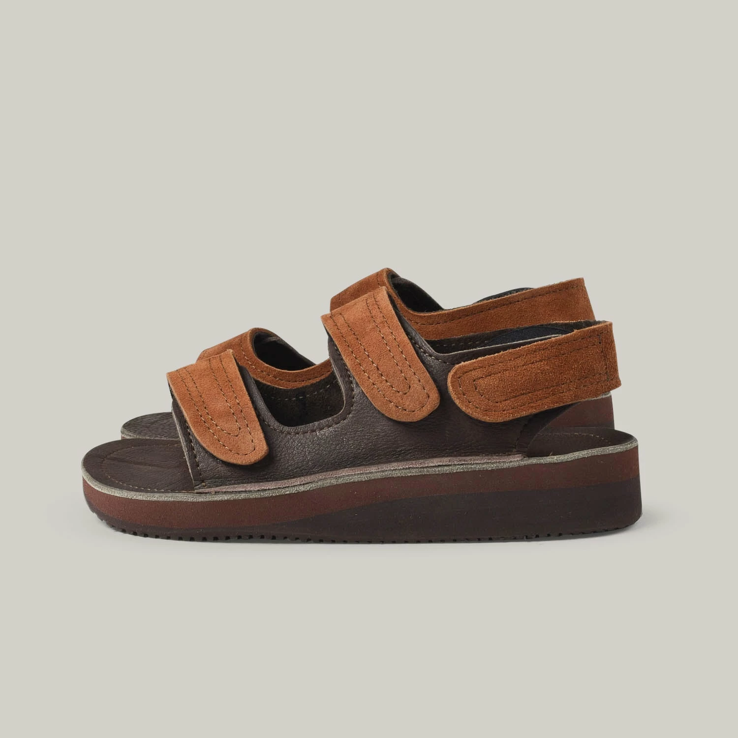MONITALY LEATHER 3 STRAP SANDAL - TOBACCO X CHOCOLATE 3 MONITALY LEATHER 3 STRAP SANDAL - TOBACCO X CHOCOLATE - Image 2