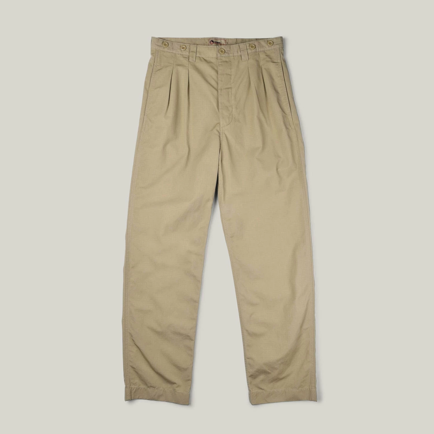 NIGEL CABOURN P-54 PLEATED CHINO CO RIPSTOP - BEIGE 3 NIGEL CABOURN P-54 PLEATED CHINO CO RIPSTOP - BEIGE