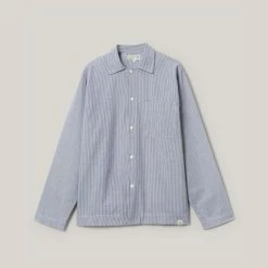 MERZ B. SCHWANEN PYJAMA TOP - DENIM BLUE/NATURE
