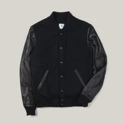 USED TEMPLE OF JAWNZ VARSITY JACKET - BLACK