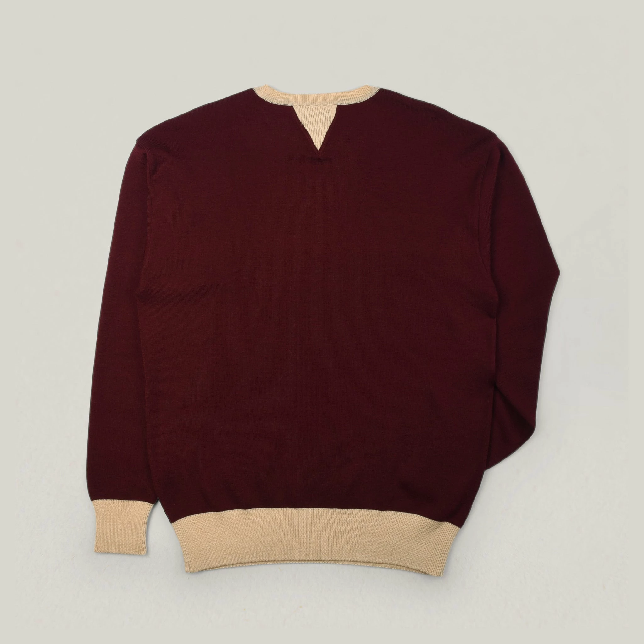 STEVENSON OVERALL CO. V-GUSSET WOOL KNITTED SWEATSHIRT - BURGUNDY 4 STEVENSON OVERALL CO. V-GUSSET WOOL KNITTED SWEATSHIRT - BURGUNDY - Image 2