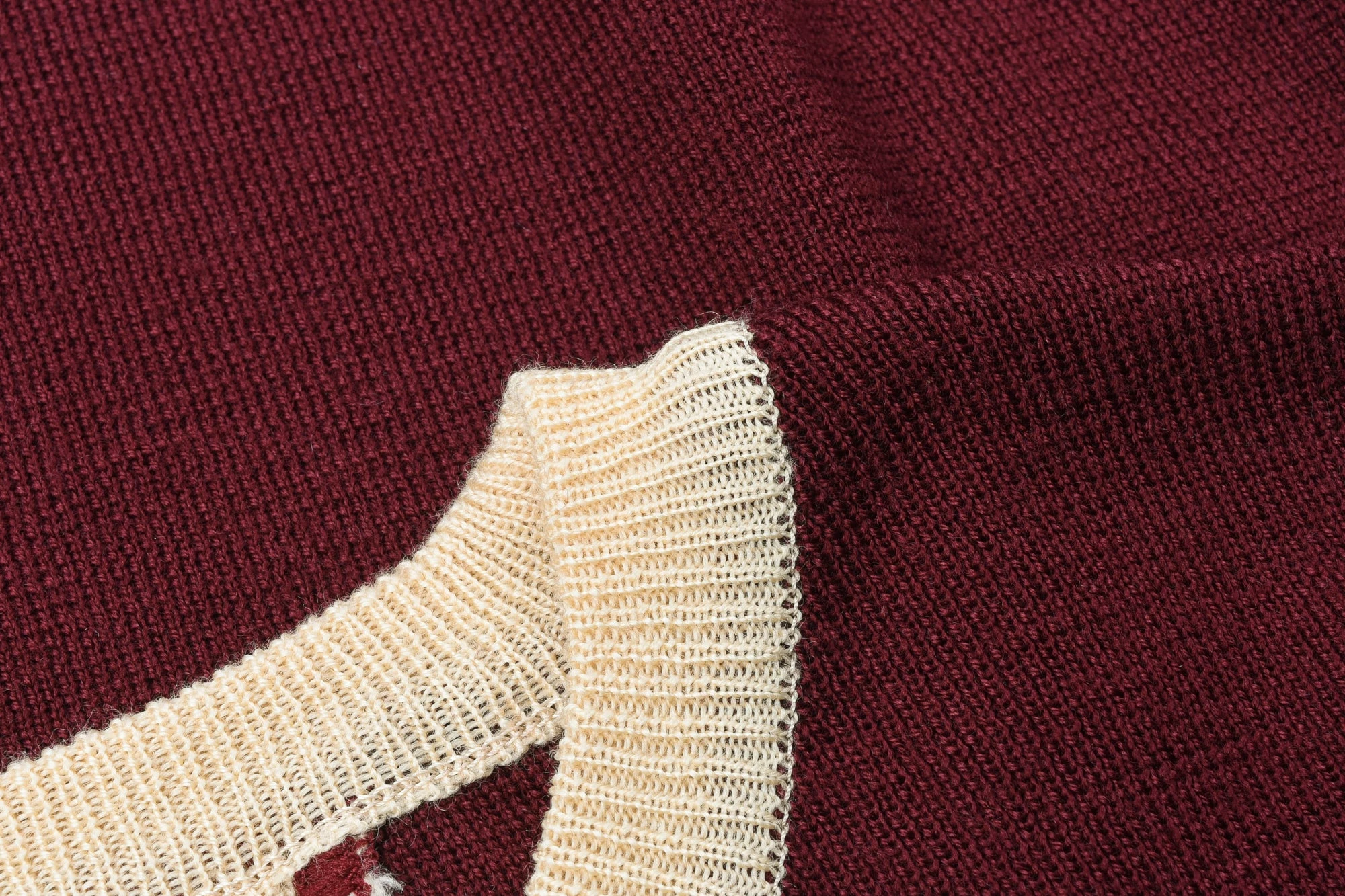 STEVENSON OVERALL CO. V-GUSSET WOOL KNITTED SWEATSHIRT - BURGUNDY 7 STEVENSON OVERALL CO. V-GUSSET WOOL KNITTED SWEATSHIRT - BURGUNDY - Image 5