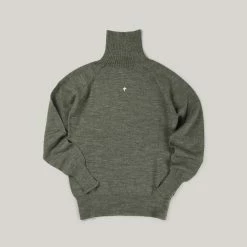 NIGEL CABOURN SEAMLESS ROLL NECK - ARMY GREEN