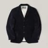 USED SUGAR CANE FICTION ROMANCE 3 BUTTON CORDUROY JACKET - NAVY