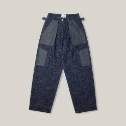 W'MENSWEAR MARINE PANTS - FLORAL DENIM